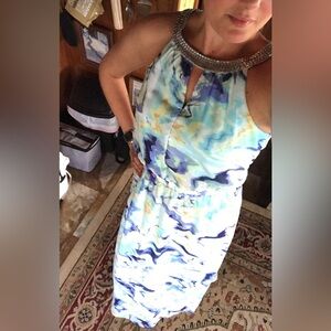 Vince Camuto Sleeveless Marble Print Maxi Dress